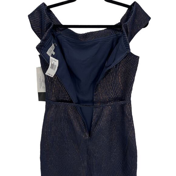 NWT Rickie Freeman Teri Jon Off-The-Shoulder Metallic Jacquard Gown Size 6 - Picture 7 of 11